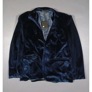 Ween Charm‎ Jacket Mens L Blue Poly Velvet Tuxedo Suit Coat